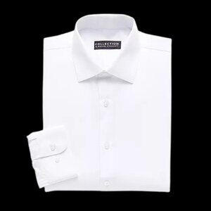 NWT Collection By Michael Strahan Mens Size 17 34/35 White Slim Fit Dress Shirt